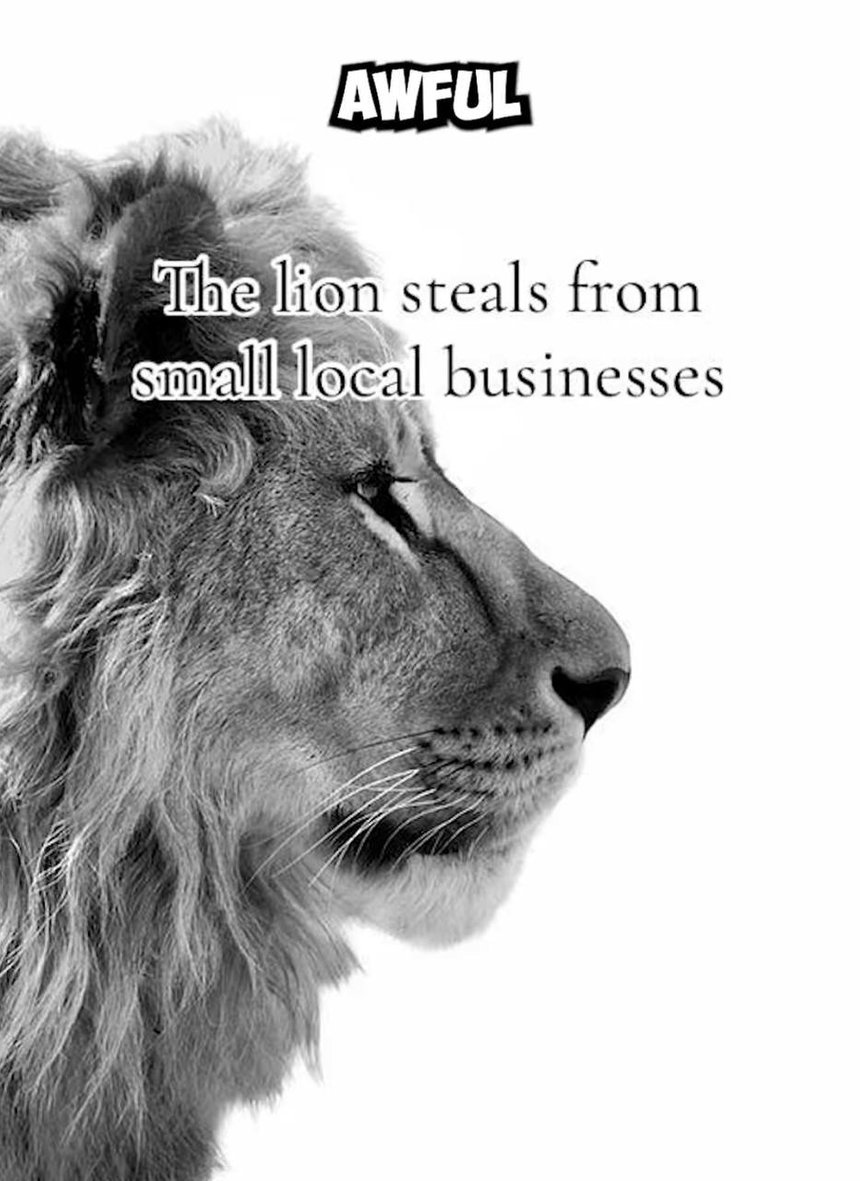Лев ворует у маленьких бизнесов